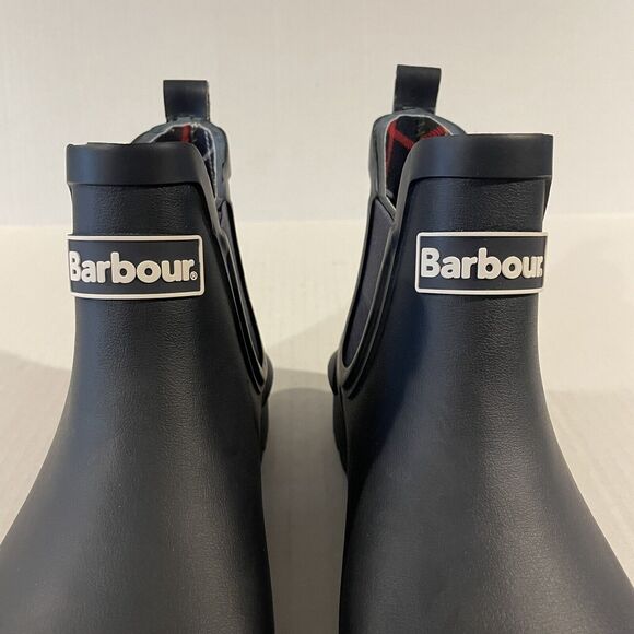 Barbour Wilton Chelsea Wellington Wellies Navy Rubber Rain Boots Women's size 6 - Picture 8 of 14